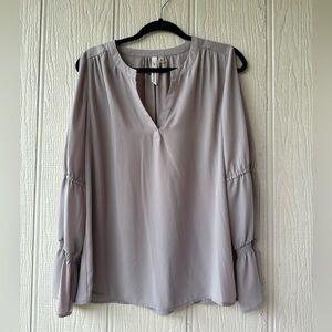 NY Collection Side Slit Sleeve V-Neck Blouse